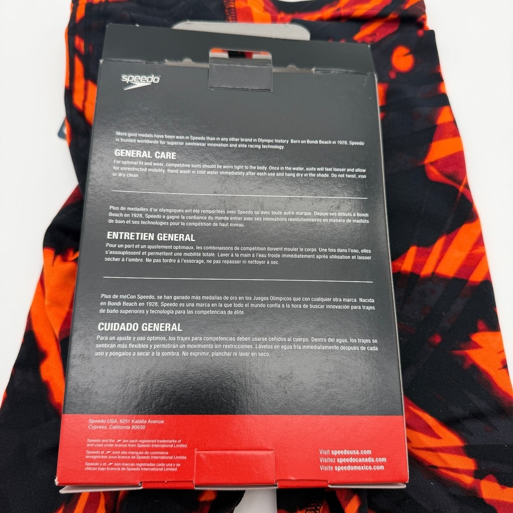 Speedo Reflected Jammer Youth 22 Speedo Orange Black Endurance+ Swim Suit - Picture 11 of 14